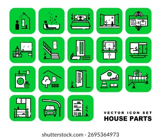 Un conjunto de iconos de Vector de piezas interiores y exteriores para el hogar