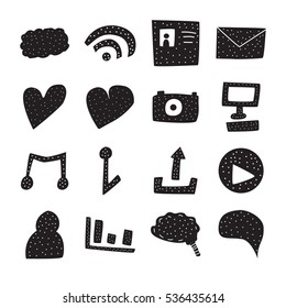 Vector icon set for internet and communication on white background