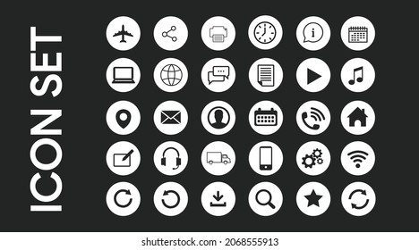 Vector Icon Set. Vector isolated editable flat simple black and white icon set