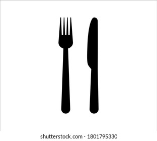 Vector icon set of khife and fork, plate with knife and fork, restaurant icon, vector illustration of knife, fork, spoon and plate, flat icon concept