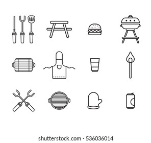 Vector icon set for kitchen accessories on white background