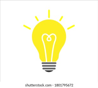 Vector icon set of light bulb, idea bulb, solution, thinking, electricity flat icon concept, light bulb icon with outline an fill, flat design concept