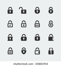 Vector icon set of locks