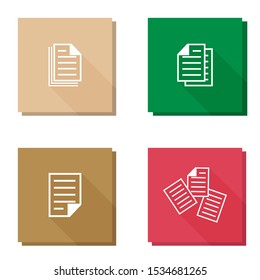 Vector icon set with long shadow document. Illustration of a business document Layers grouped for easy editing illustration. For your design.