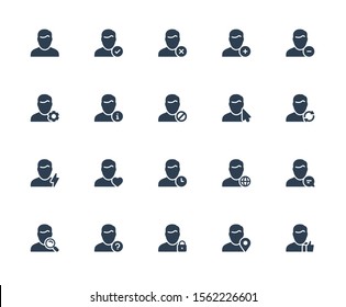 Vector Icon Set of Male User Avatars for Web Account. Glyph Style