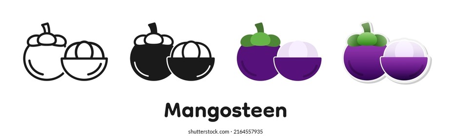 Vector icon set of the Mangosteen.