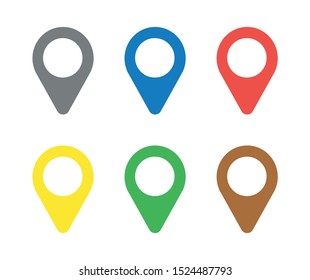 Vector icon set of map pointers. Flat color style. 