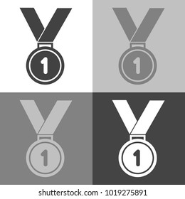 Vector icon set of medal. Medal of Courage, Congratulation, First Place