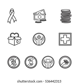 Icono de vector establecido para medicina en fondo blanco