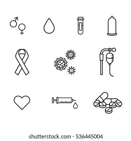 Icono de vector establecido para medicina en fondo blanco
