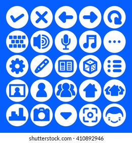 Vector icon set for mobile devices apps and web sites graphic users interfaces. Multimedia and social icons for online social networks, mobiles phones, tablets, computers. Vector social & media icons