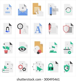 Vector icon set in a modern flat style for arts, education, business, information technology, SEO
