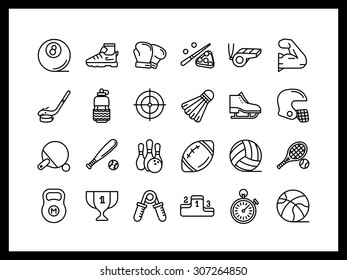 Vector icon set in a modern style. Sports and recreation, achievement and professional development, athletic skills.