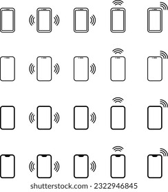 Vector Icon Set of Monochrome Smartphone for Communication