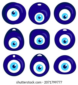 vector icon set with Nazar amulet for your project