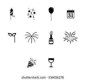 Vector icon set for new year's eve on white background