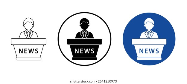 Vector icon set for news anchor themes