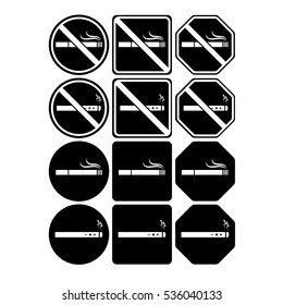 Vector icon set of no smoking and smoking allowed on white background
