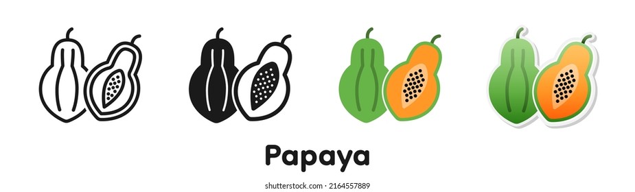 Vector icon set of Papaya.