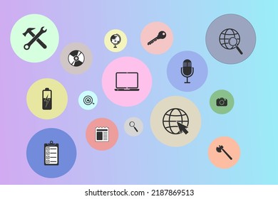 vector icon set with pastel colors. modern icon symbol