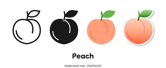 Vector icon set of Peach.