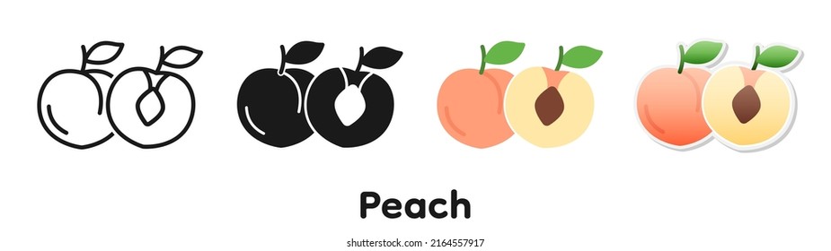 Juego de iconos vectores de Peach.