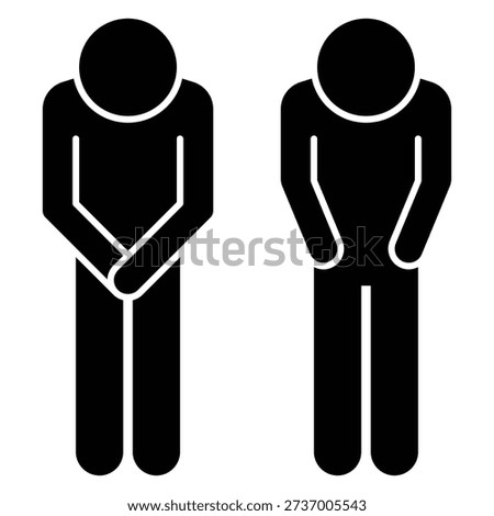 Vector Icon Set of People Bowing for Apology, Greeting, and Gratitude