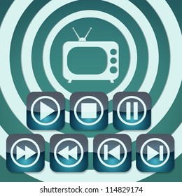 a vector icon set with player buttons inside