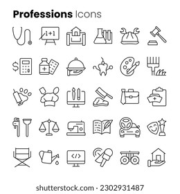 Vector icon set of professions