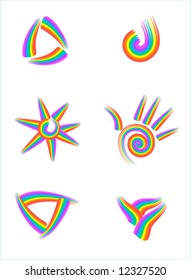 Vector icon set. Rainbow symbols. 