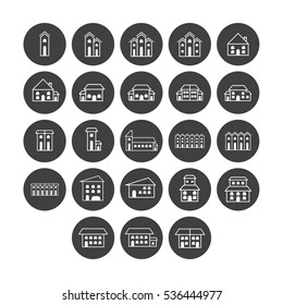 Vector icon set for real estate on white background