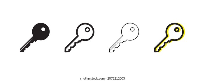 Vector icon set of realistic keys. Web background design. Thin line icon symbol. Simple symbols illustration. EPS10