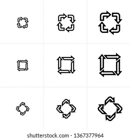 Vector icon set of recycle elements isolated on white background.