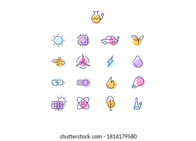 vector icon set of renewable energy sources
