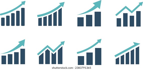 
Vector Icon Set of Rising Chart Graphics