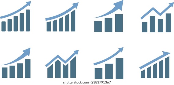 
Vector Icon Set of Rising Chart Graphics