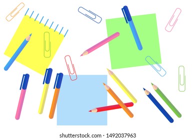 Vector icon set. School supplies.