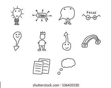 Vector icon set for sharing ideas on white background