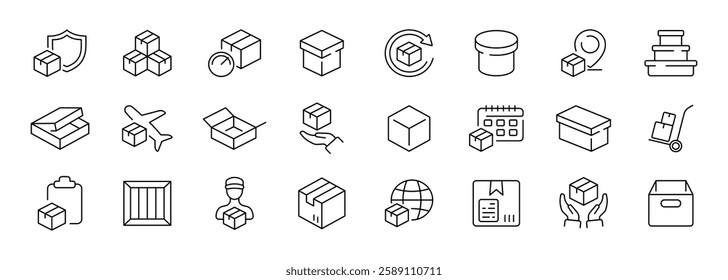 Vector icon set of shipping and delivery concepts.