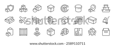 Vector icon set of shipping and delivery concepts.