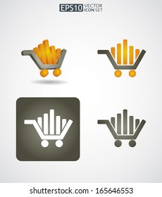 Vector icon set  with shopping car