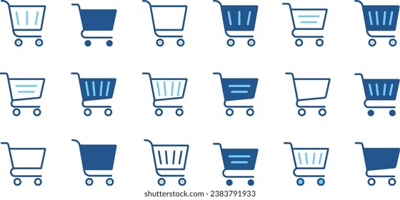 Vector Icon Set for Shopping Cart in Business Scenes