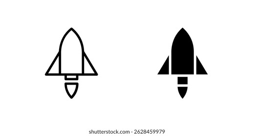 Vector icon set showcasing rockets, suitable for space exploration designs.