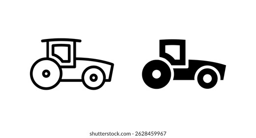 Vector icon set showcasing tractors, ideal for farming and agricultural designs.