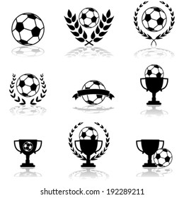 Vector icon set showing a soccer ball combined with other elements