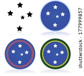 Vector icon set showing a stylized version of the Southern Cross constellation