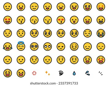 Vector icon set of simple face emojis