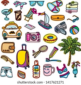 Vector icon set for a sites on business, travel, social, blog and other