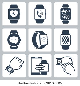 Vector icon set of smart watches