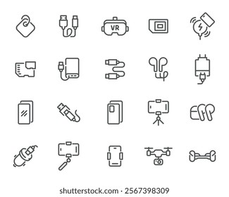 Vector Icon Set: Smartphone Gadgets and Gear